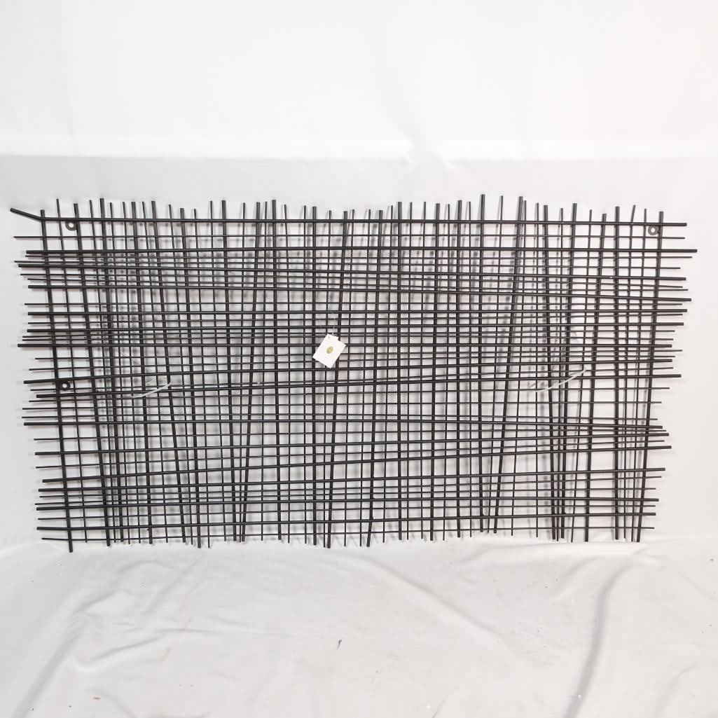 Large Modern Metal Wall Sculpture Abstract Grid Wall Art Industrial Decor: Large modern metal wall sculpture featuring an abstract grid design made of intersecting metal rods. The layered construction creates depth and an interesting shadow effect when displayed on a wall. T
