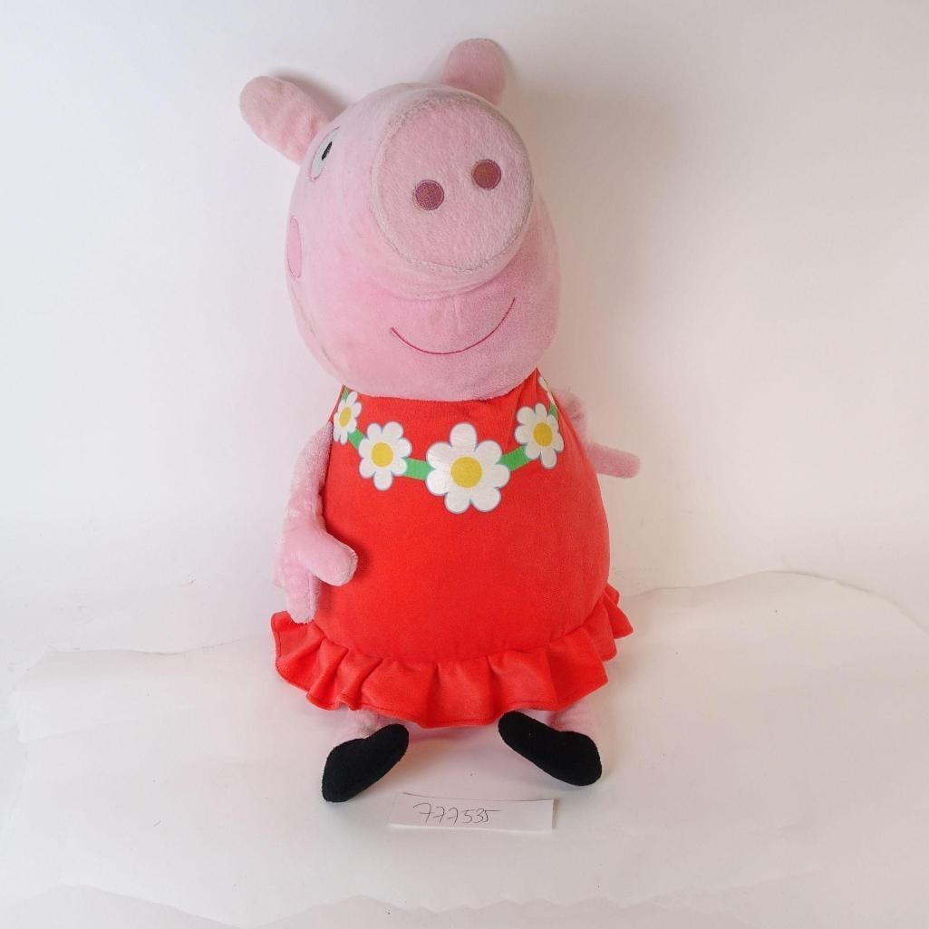 Peppa Pig Plush Doll: Large Peppa Pig plush doll in a red dress. Clean, gently used.