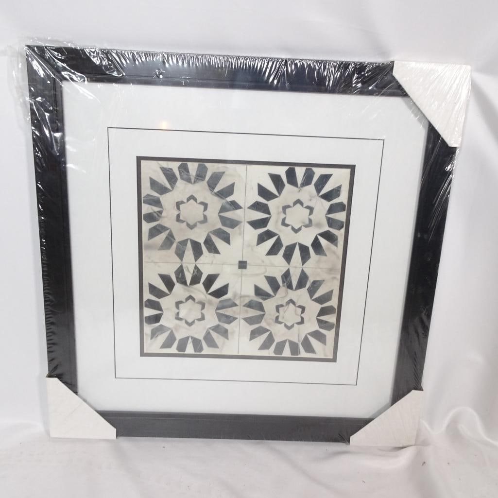 Made on Earth Neutral Tile Collect III Framed Wall Art: Brand new framed wall art by Made on Earth titled ?Neutral Tile Collect III.? Features a timeless black and white geometric tile-inspired design with a neutral marble-look background. Clean, modern