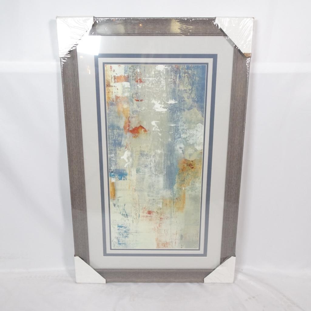 Large Framed Abstract Wall Art: Large contemporary abstract wall art in neutral and soft blue tones with subtle rust accents. Perfect for: ? Living room statement piece ? Bedroom decor ? Office / studio ? Modern or coastal interiors
