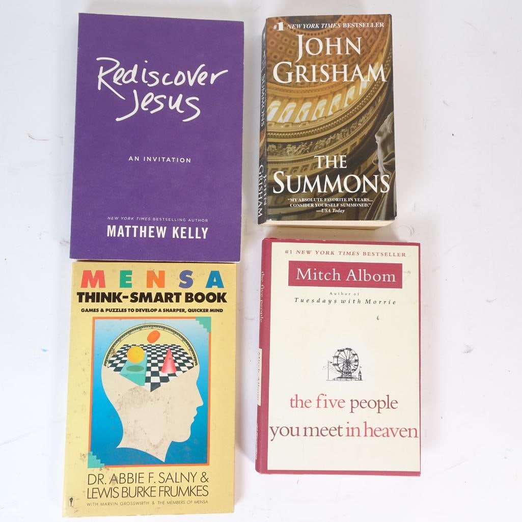 Book Lot: A diverse and appealing book lot combining bestselling fiction, inspirational faith reading, and brain-training puzzles: Rediscover Jesus by Matthew Kelly The Summons by John Grisham Mensa Think-Smart