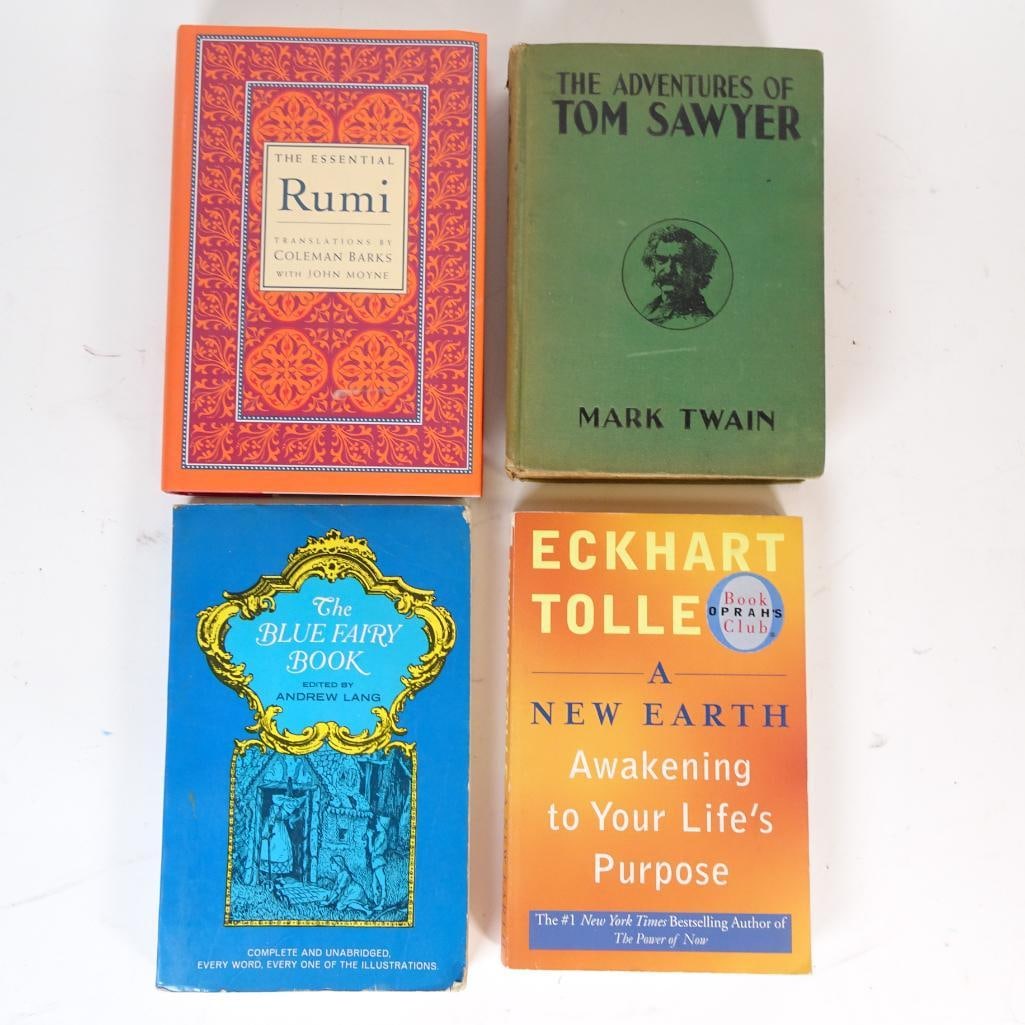 Classic & Spiritual Book Lot: Classic literature and spiritual wisdom in one attractive vintage-style book lot. Books show normal signs of age and shelf wear. A wonderful set for readers, collectors, home libraries, or gift ideas.