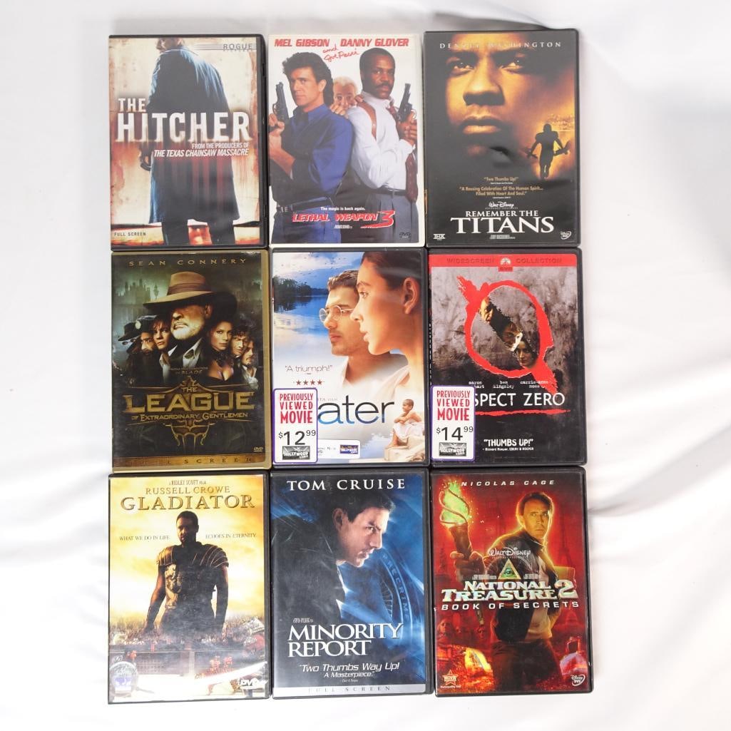 Lot of 9 DVDs - Gladiator, Minority Report, National Treasure 2, Lethal Weapon 3 + More: Lot of 9 DVD Movies - Action / Adventure / Drama Collection This auction includes a bundle of 9 DVD movies featuring popular action, adventure, and drama titles. ? Condition: Pre-owned DVDs in origina