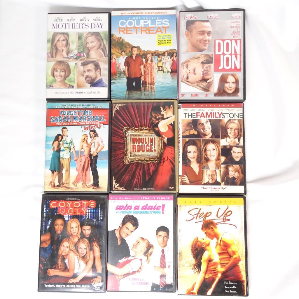 Lot of 9 DVDs - Moulin Rouge, Step Up, Forgetting Sarah Marshall + More: Lot of 9 DVD Movies - Romance / Comedy / Drama Collection This auction includes a bundle of 9 DVD movies featuring romantic comedies, dramas, and popular titles. ? Condition: Pre-owned DVDs in origina
