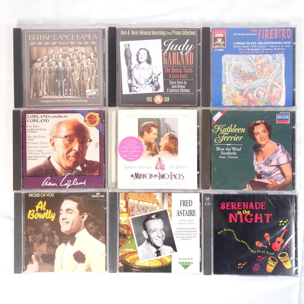 Lot of 9 CDs - Judy Garland, Fred Astaire, Classical & Vintage Jazz Collection: Lot of 9 CDs featuring a curated mix of classic vocals, classical music, Broadway, and vintage jazz recordings. A great lot for collectors of classic music, jazz, and Broadway-era recordings. Conditio