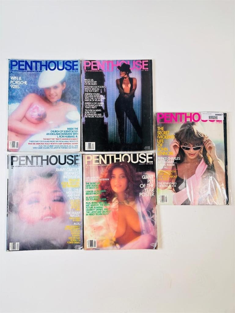 1983 Penthouse Magazines - Classic Men's Interest: set of five (5) vintage issues of Penthouse Magazine. Known for its sophisticated blend of provocative pictorials, high-end lifestyle features, and award-winning investigative journalism, this publica