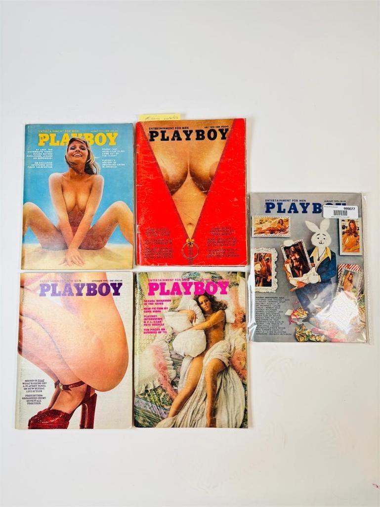 1973 Playboy Magazines Classic Issues: set of five (5) vintage issues of Playboy Magazine. Known for its sophisticated blend of world-class photography, award-winning journalism, and interviews with the most influential figures of the 20th
