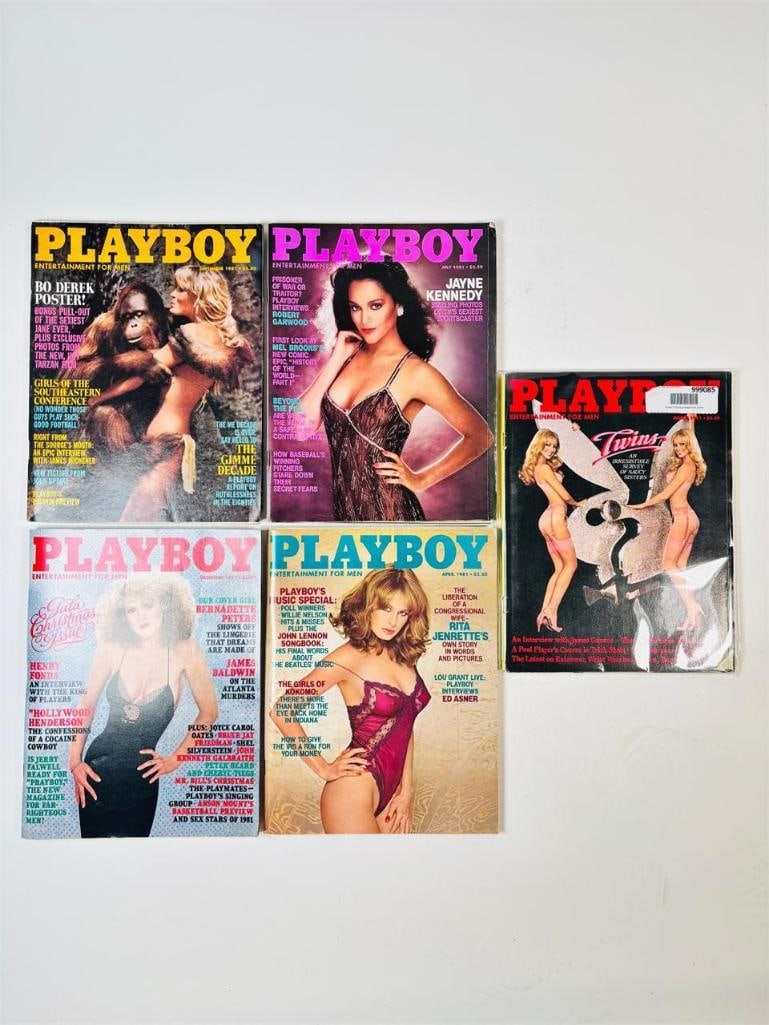 1981 Playboy Magazine Collection - Set of 5: set of five (5) vintage issues of Playboy Magazine. Known for its sophisticated blend of world-class photography, award-winning journalism, and interviews with the most influential figures of the 20th