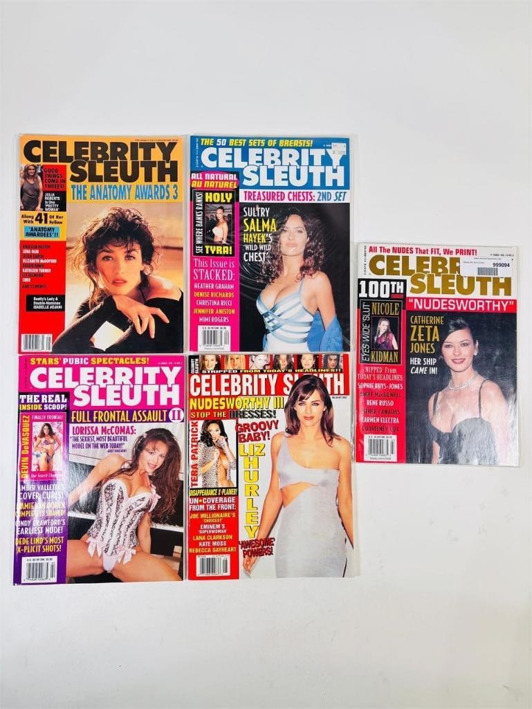 Vintage Celebrity Sleuth Magazine Collection: set of five (5) vintage issues of Celebrity Sleuth Magazine. Known for its unique blend of "investigative" celebrity reporting and high-quality swimsuit and glamour photography, this publication is a