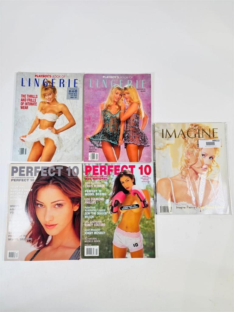 Vintage Perfect 10 & Playboy's Book of Lingerie: Mix of five (5) vintage magazines featuring Perfect 10 and Playboy's Book of Lingerie. This lot brings together two of the most celebrated titles in glamour photography. Perfect 10 is renowned for its