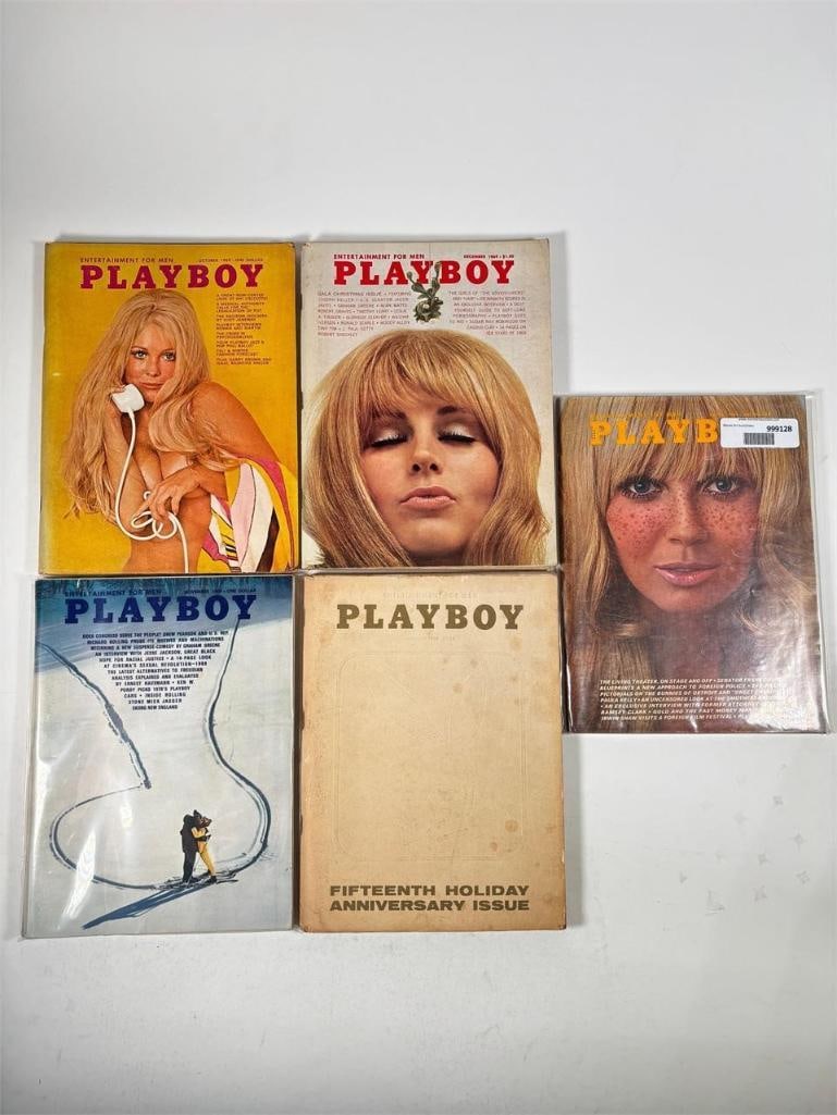 1969 Vintage Playboy Magazines Iconic Collectibles: set of five (5) vintage issues of Playboy Magazine. Known for its sophisticated blend of world-class photography, award-winning journalism, and interviews with the most influential figures of the 20th