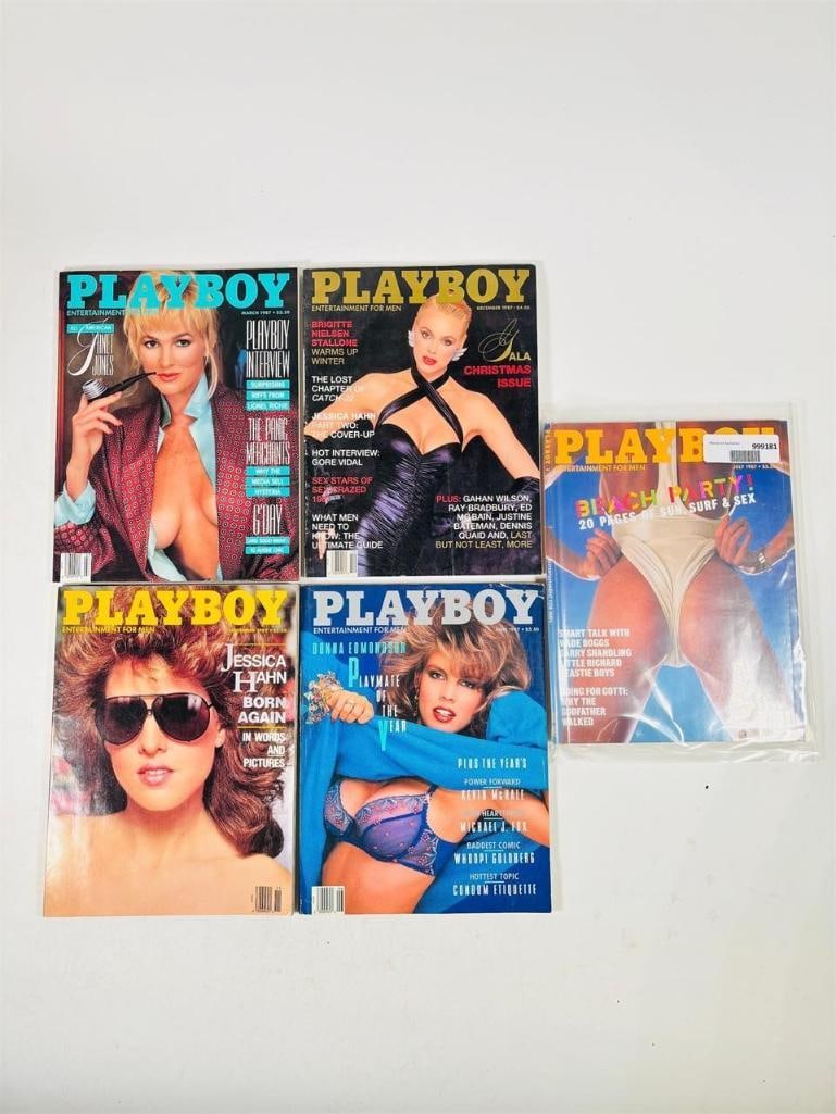 Playboy Magazine Collection - Set of 5 -1987: set of five (5) vintage issues of Playboy Magazine. Known for its sophisticated blend of world-class photography, award-winning journalism, and interviews with the most influential figures of the 20th