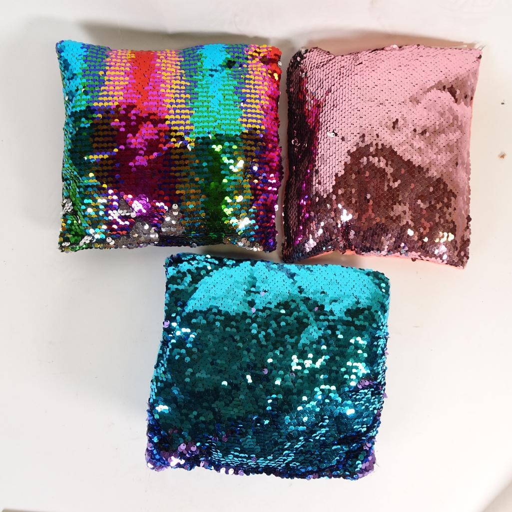 Reversible Sequin Throw Pillow Lot of 3 (1 of 2)
