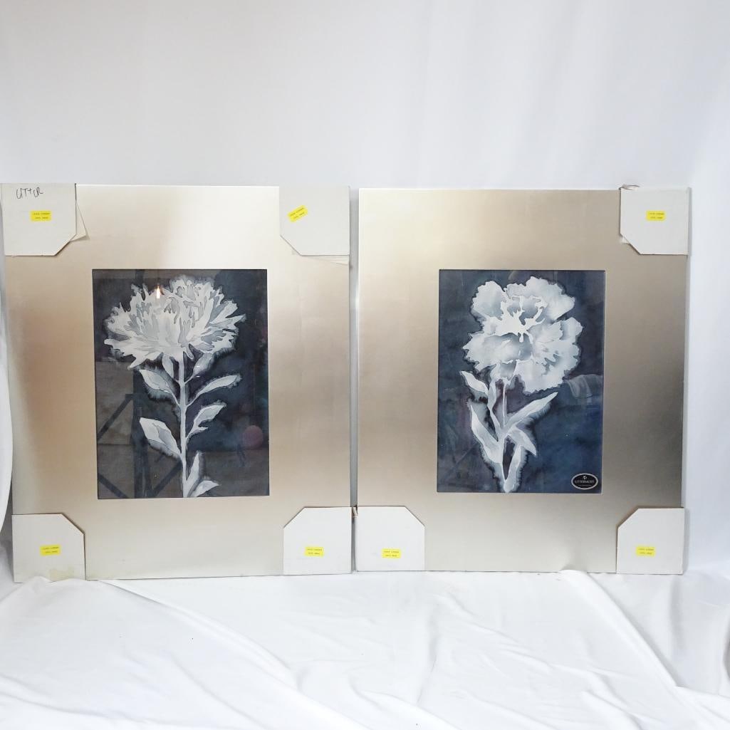 Uttermost Set of 2 Floral Wall Art Framed Prints Neutral Botanical Contemporary Decor (1 of 8)