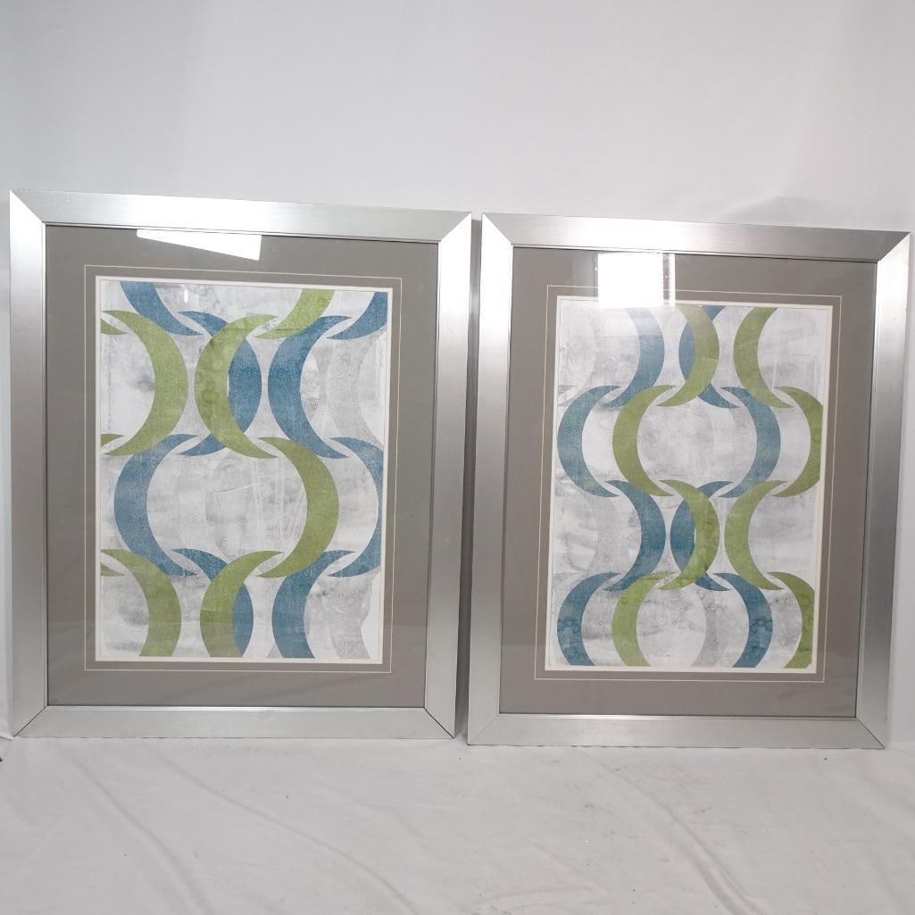 Set of 2 Framed Abstract Wall Art Prints (1 of 4)