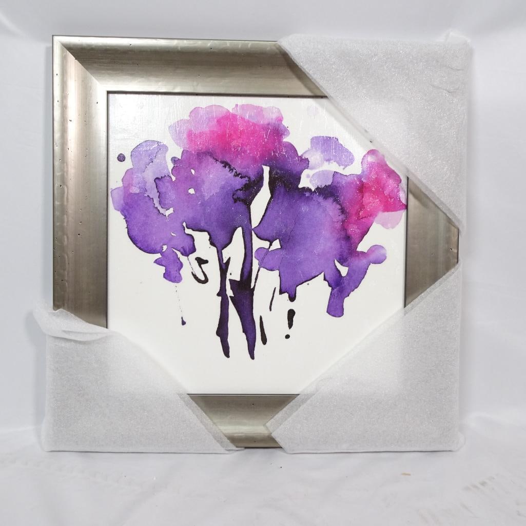 Signed Abstract Floral Watercolor Style Wall Art (1 of 5)