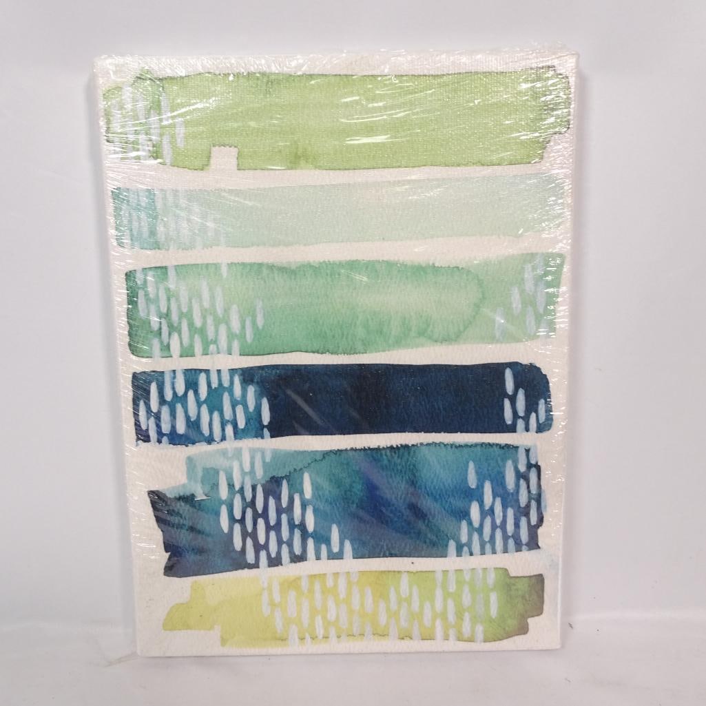 NEW Made On Earth Aqua Streak Canvas Wall Art (1 of 4)