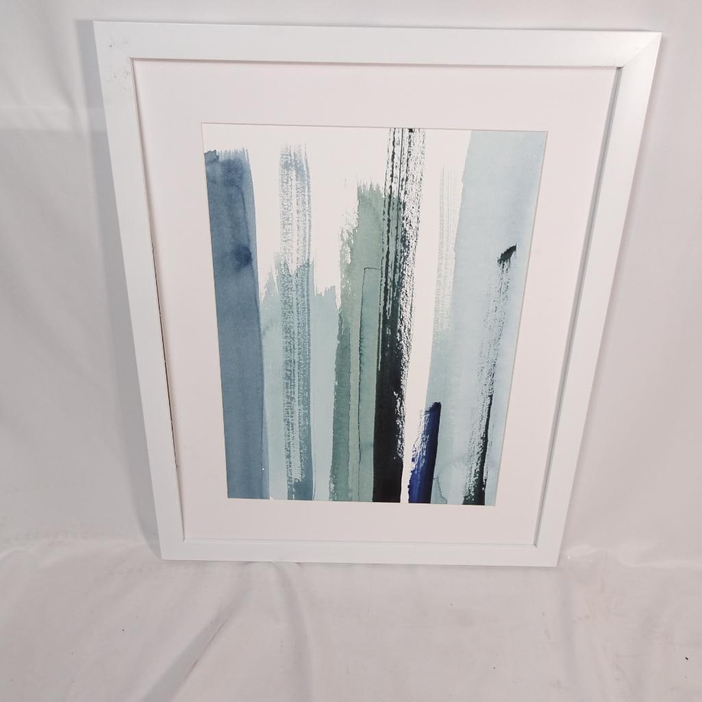 Large Framed Abstract Blue Gray Wall Art Print (1 of 4)