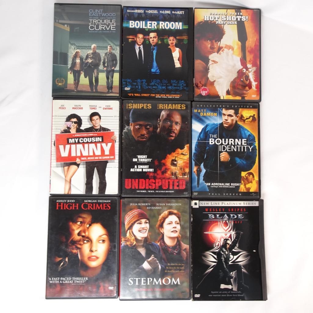 Lot of 9 DVDs Blade, Bourne Identity, My Cousin Vinny, Boiler Room & More Movies (1 of 2)