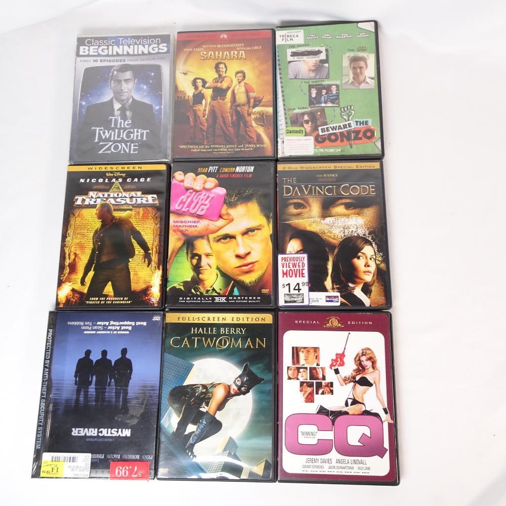Lot of 9 DVDs Fight Club, National Treasure, The Da Vinci Code, Twilight Zone (1 of 2)