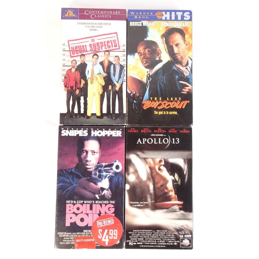 Lot of 4 VHS Movies Apollo 13, The Usual Suspects, Last Boy Scout, Boiling Point Vintage (1 of 2)