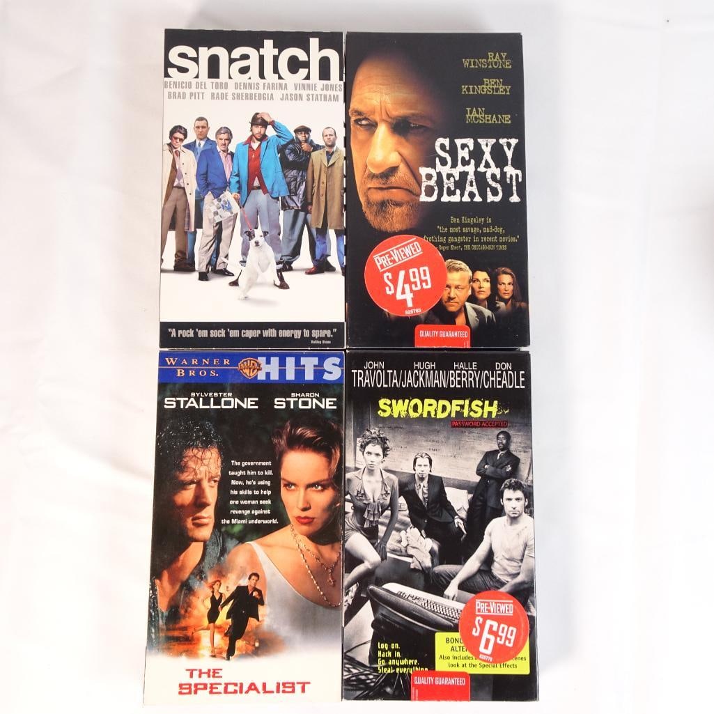 Lot of 4 VHS Crime Movies Snatch, Sexy Beast, Swordfish, The Specialist Vintage (1 of 2)