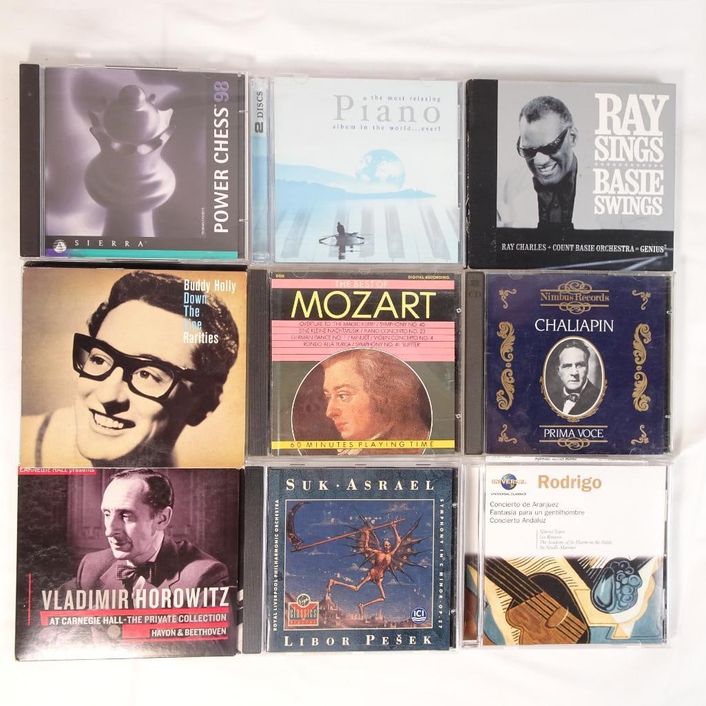 Lot of 9 Music CDs Classical Mozart Horowitz Piano Ray Charles Buddy Holly + More (1 of 2)