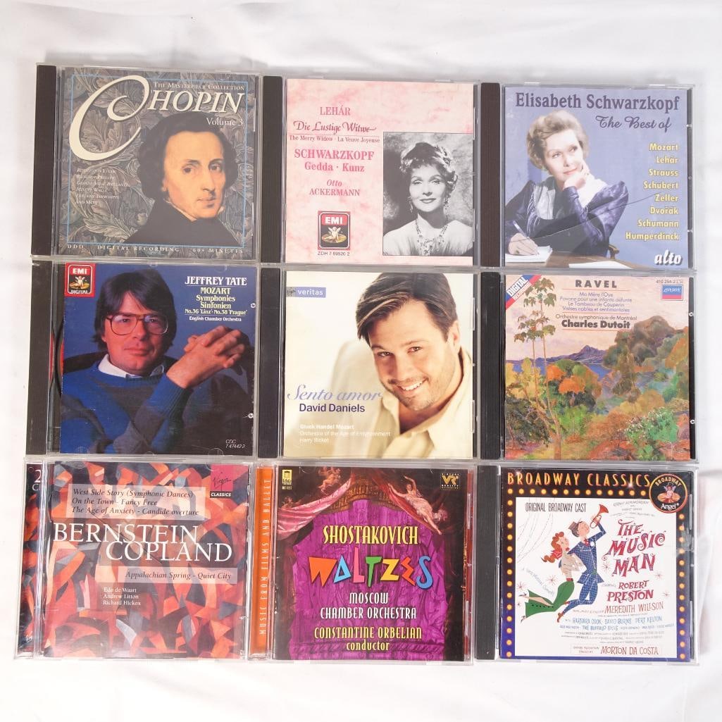 Lot of 9 Music CDs Classical Chopin Mozart Bernstein Schwarzkopf Broadway + More (1 of 2)