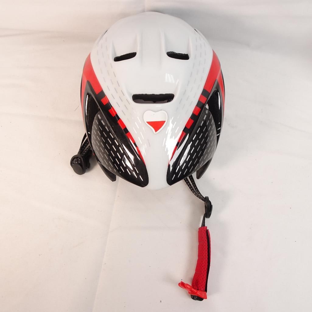 Bicycle Helmet Adjustable White Black Red Cycling Helmet (1 of 6)