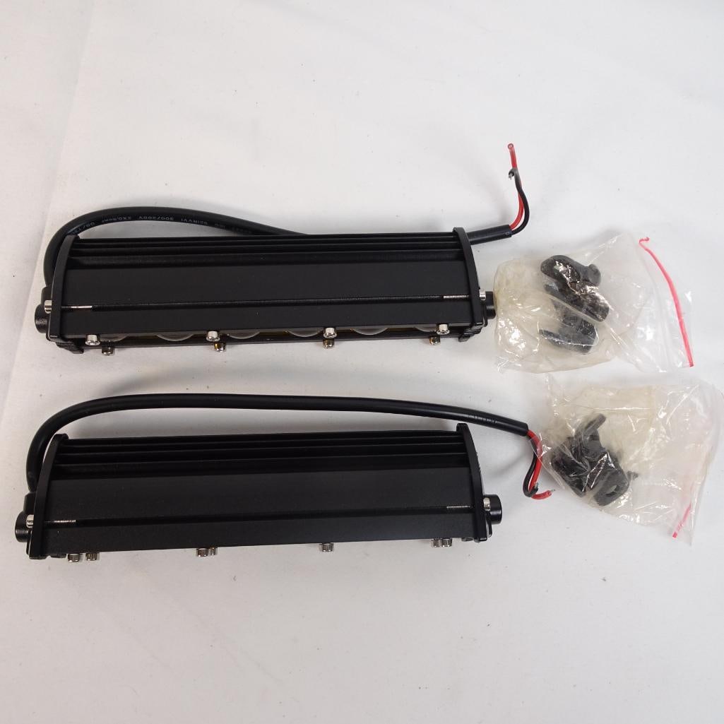 Lot of 2 Amber LED Light Bars Off Road Truck ATV UTV Fog Work Lights w Mounts: Lot of 2 Amber LED Light Bars in very good cosmetic condition. Heavy-duty style auxiliary off-road work lights with amber lenses and mounting hardware included. A nice pair for project vehicles, off-r