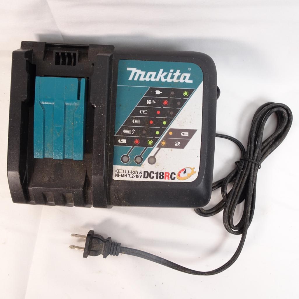 Makita DC18RC Fast Charger 7.2V18V Li-Ion Ni-MH Battery Charger OEM: Makita DC18RC Fast Charger in good pre-owned condition. Designed for charging Makita batteries in the 7.2V18V range, compatible with both Li-Ion and Ni-MH battery types.