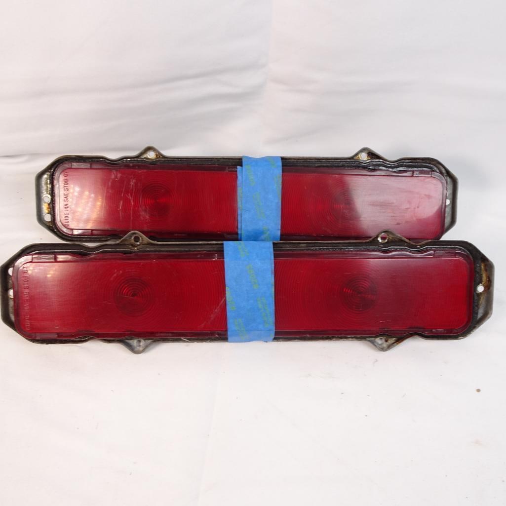 Vintage Pair Red Tail Light Assemblies Car Truck Rear Brake Light Housings (1 of 4)