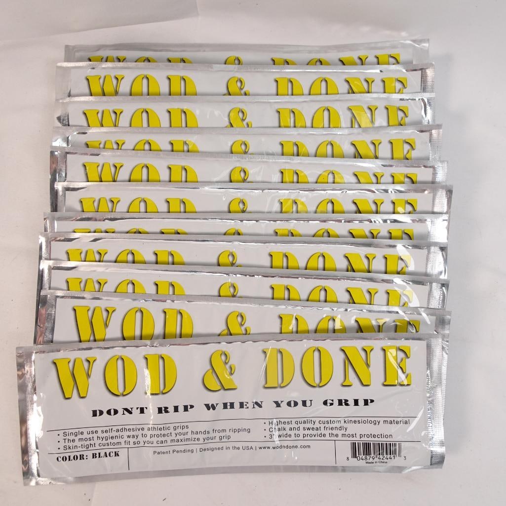 Lot of 10 WOD & DONE Athletic Hand Grips Black Self Adhesive CrossFit Gym (1 of 3)