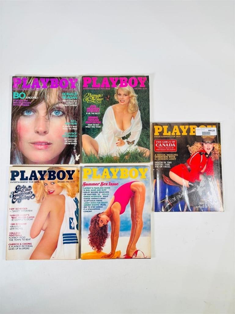 1980 Playboy Magazine Collection Ronald Reagan: set of five (5) vintage issues of Playboy Magazine. Known for its sophisticated blend of world-class photography, award-winning journalism, and interviews with the most influential figures of the 20th