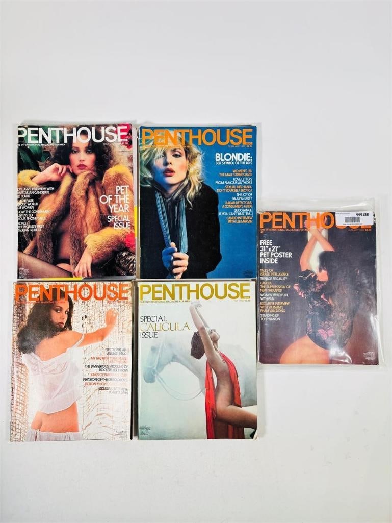 1980 Penthouse Magazines Special Caligula Issue: set of five (5) vintage issues of Penthouse Magazine. Known for its sophisticated blend of provocative pictorials, high-end lifestyle features, and award-winning investigative journalism, this publica