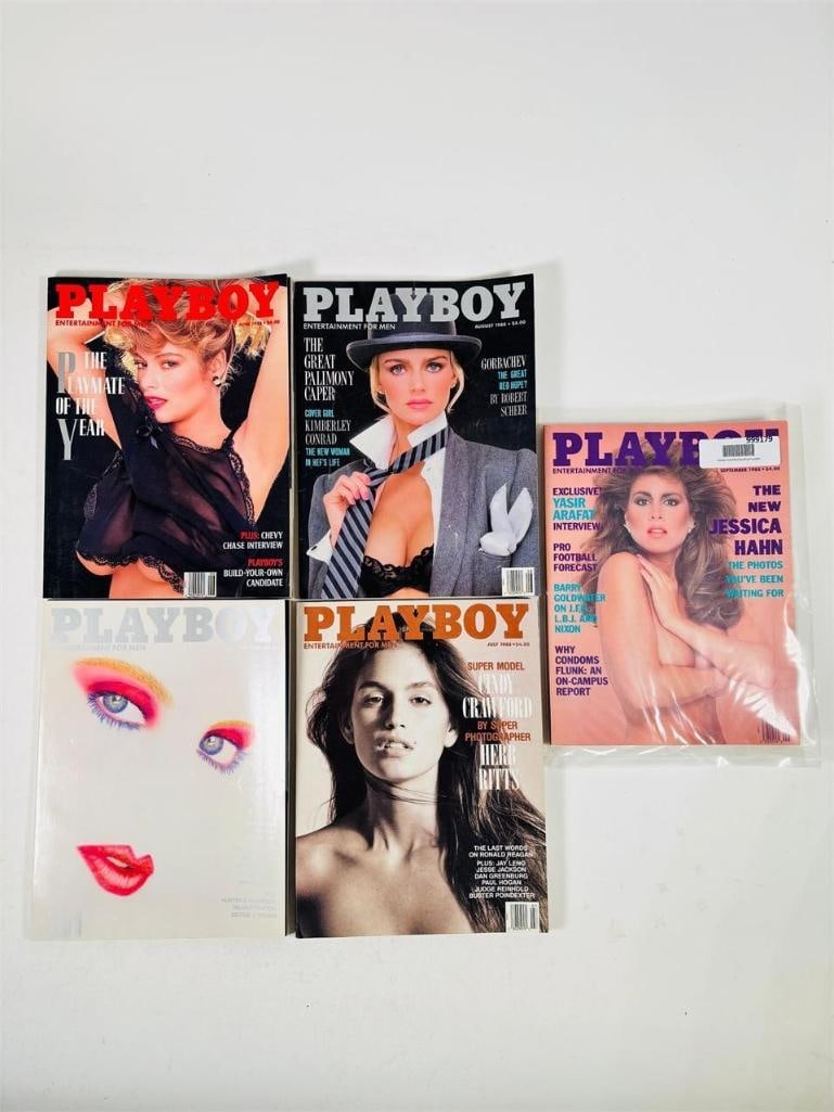 Playboy Magazine Collection - Set of 5 -1988: set of five (5) vintage issues of Playboy Magazine. Known for its sophisticated blend of world-class photography, award-winning journalism, and interviews with the most influential figures of the 20th