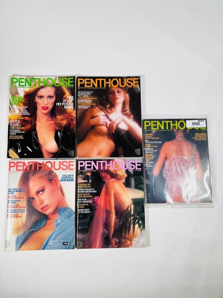 Penthouse Magazine Collection - 5 Issue Set - 1979: set of five (5) vintage issues of Penthouse Magazine. Known for its sophisticated blend of provocative pictorials, high-end lifestyle features, and award-winning investigative journalism, this publica
