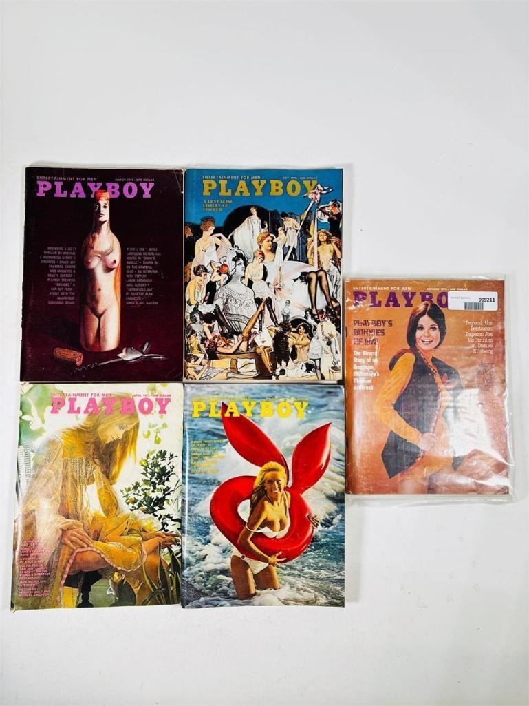 Playboy Magazine Collection - Set of 5 - Rare 1972: set of five (5) vintage issues of Playboy Magazine. Known for its sophisticated blend of world-class photography, award-winning journalism, and interviews with the most influential figures of the 20th