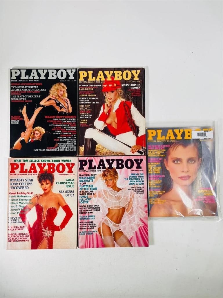 Vintage Playboy Magazines Iconic Collectibles 1983: set of five (5) vintage issues of Playboy Magazine. Known for its sophisticated blend of world-class photography, award-winning journalism, and interviews with the most influential figures of the 20th