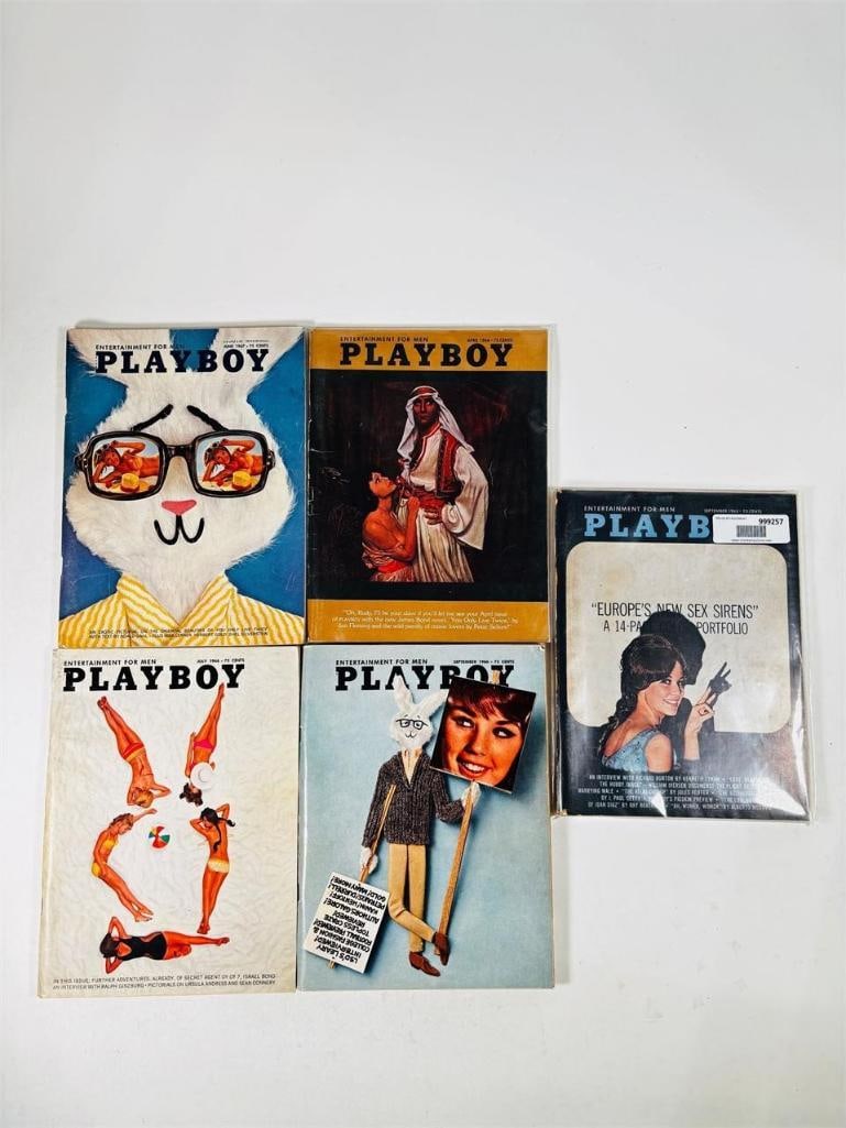 Vintage Playboy Magazines - 60s: set of five (5) vintage issues of Playboy Magazine. Known for its sophisticated blend of world-class photography, award-winning journalism, and interviews with the most influential figures of the 20th