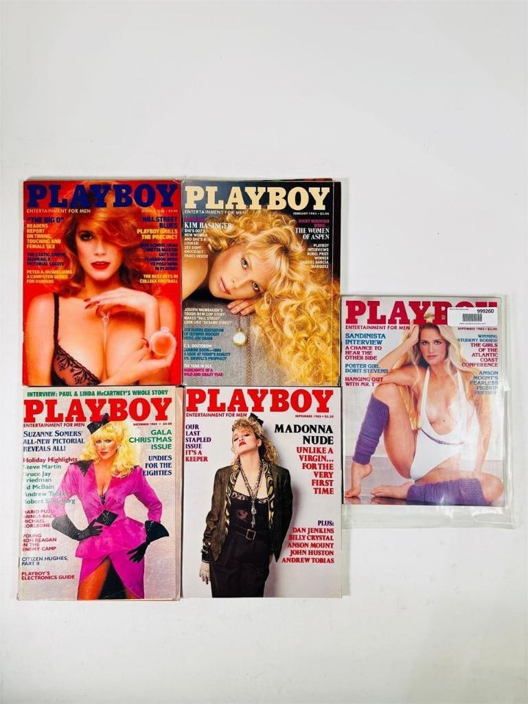 Vintage Playboy Magazines -Featuring Madonna: set of five (5) vintage issues of Playboy Magazine. Known for its sophisticated blend of world-class photography, award-winning journalism, and interviews with the most influential figures of the 20th