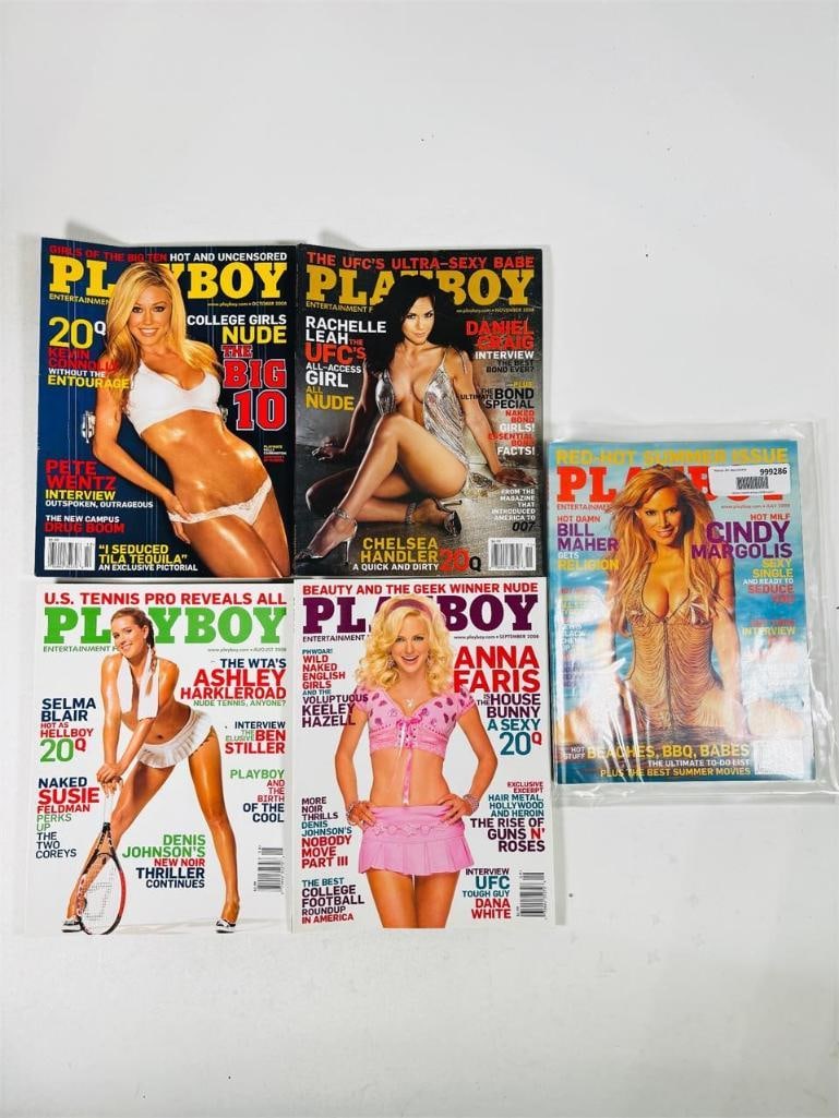 Playboy Magazines Featuring Ashley Harkleroad 2007: set of five (5) vintage issues of Playboy Magazine. Known for its sophisticated blend of world-class photography, award-winning journalism, and interviews with the most influential figures of the 20th