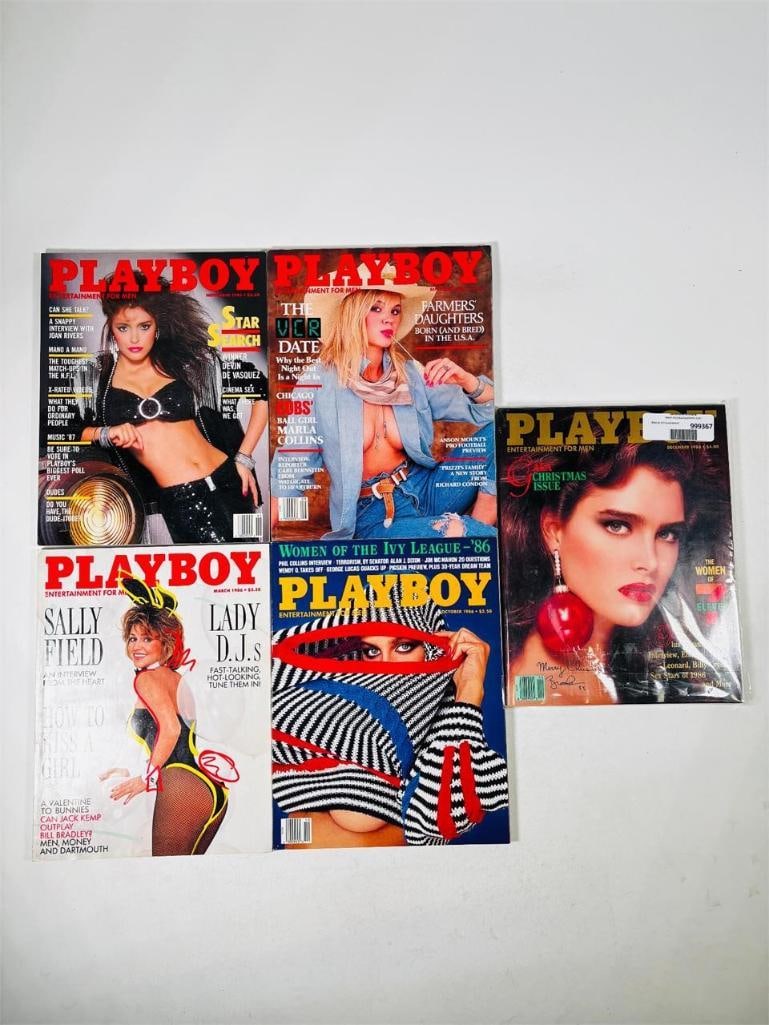 Vintage Playboy Lot - 5 Issues - 1986: set of five (5) vintage issues of Playboy Magazine. Known for its sophisticated blend of world-class photography, award-winning journalism, and interviews with the most influential figures of the 20th