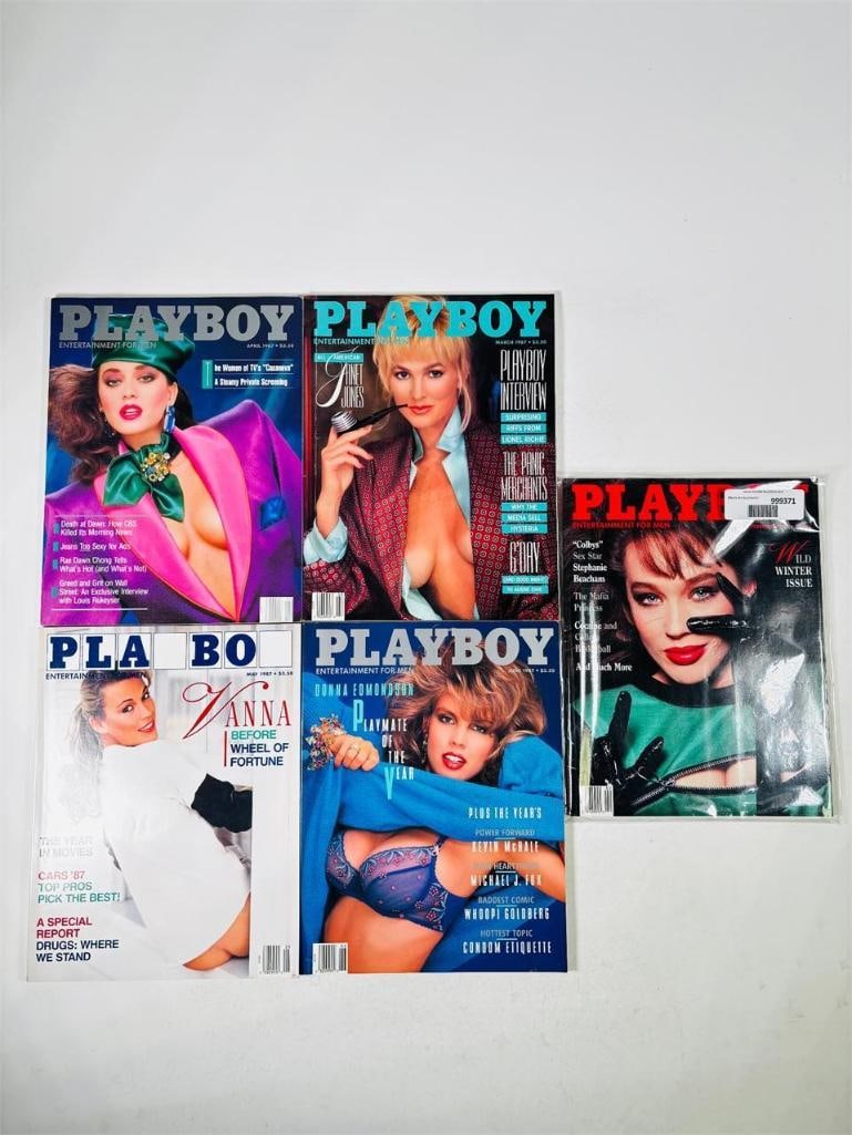 Vintage Playboy Lot - 5 Issues - 1987: set of five (5) vintage issues of Playboy Magazine. Known for its sophisticated blend of world-class photography, award-winning journalism, and interviews with the most influential figures of the 20th
