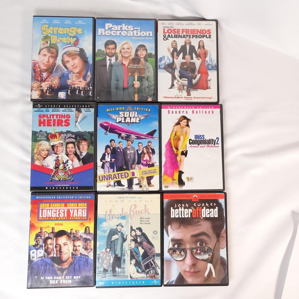 Lot of 9 Comedy DVDs -Parks and Recreation, Longest Yard, Uncle Buck + More: Lot of 9 DVD Movies -Comedy Collection This auction includes a bundle of 9 comedy DVDs featuring classic comedies, TV series, and popular films. ? Condition: Pre-owned DVDs in original cases. Some cas