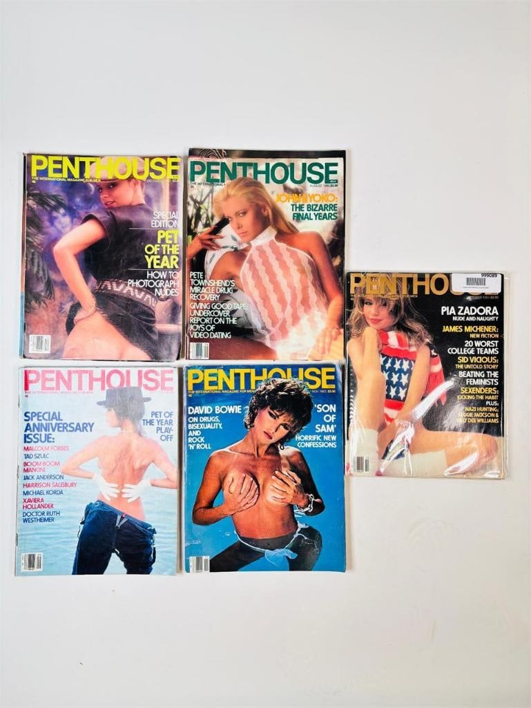 1983 Penthouse Magazines - Classic Men's Interest: set of five (5) vintage issues of Penthouse Magazine. Known for its sophisticated blend of provocative pictorials, high-end lifestyle features, and award-winning investigative journalism, this publica