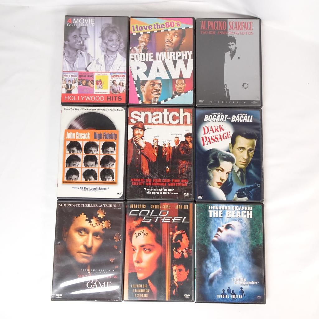 Lot of 9 DVDs -Scarface, Snatch, Eddie Murphy Raw, The Beach + More (1 of 2)