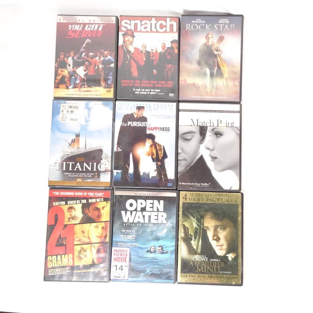 Lot of 9 DVDs -Titanic, Snatch, A Beautiful Mind + More (1 of 2)