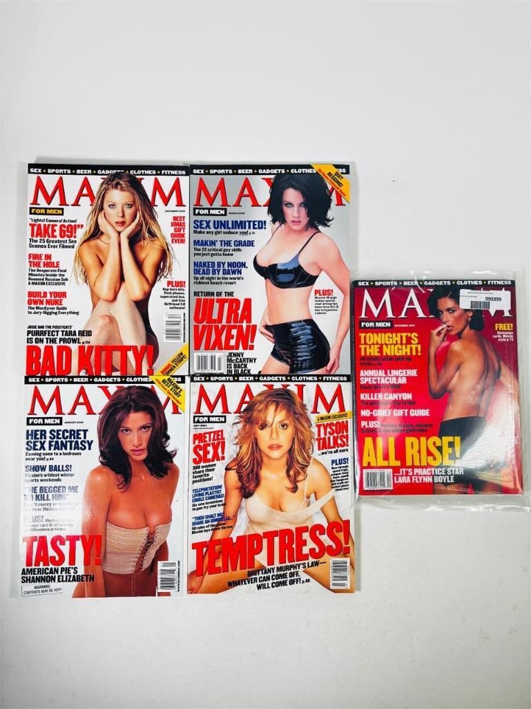 Vintage Maxim Magazines 2000s: set of five (5) vintage issues of Maxim Magazine. As the publication that defined the "Lads' Mag" era, Maxim is legendary for its vibrant celebrity photography, sharp humor, and lifestyle features. Th