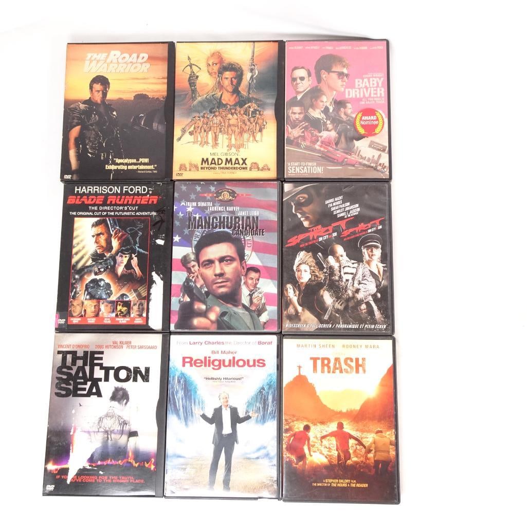 Lot of 9 DVDs -Blade Runner, Mad Max Beyond Thunderdome, Baby Driver, Sin City (1 of 2)